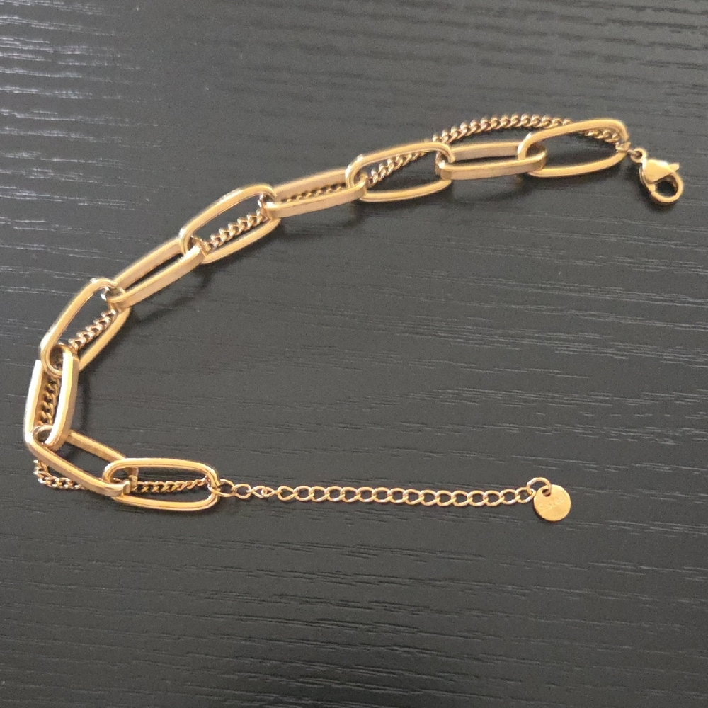 Edgy Men's 18K Gold Plated Double Chain Bracelet